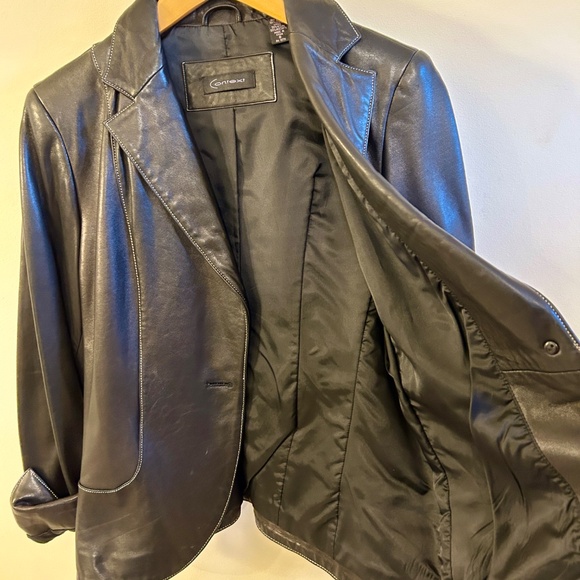 Context Black Leather Jacket Size 8 - Picture 2 of 4